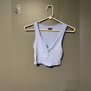 Wild Fable Ribbed Crop Top with Buttons - Light Blue